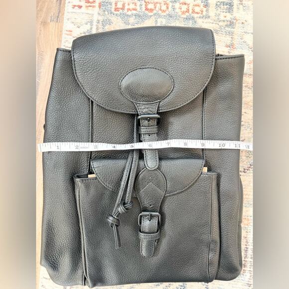 Vintage deadstock black genuine leather backpack casual 90s y2k NWOT goth punk - Picture 6 of 10